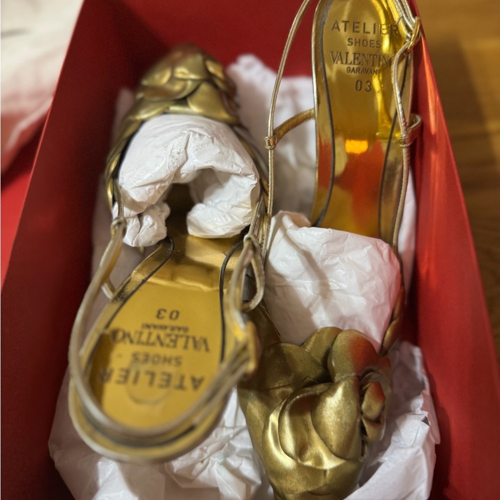 Valentino Gold Heeled Sandals